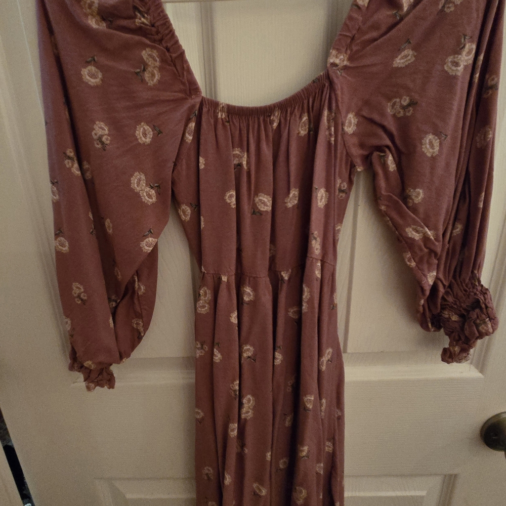 Floral Mauve Long Sleeve Dress
